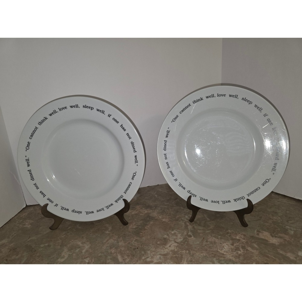 Pottery Barn Great White Quotation Virginia Woolf Dinner Plates Set of 2 White